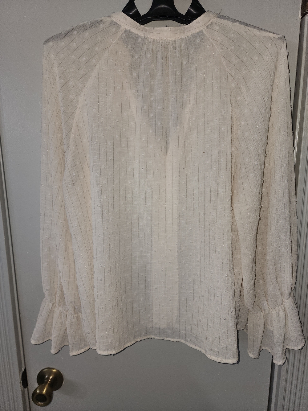 Zara Ivory Ruffle Front Sheer Blouse - Picture 10 of 12